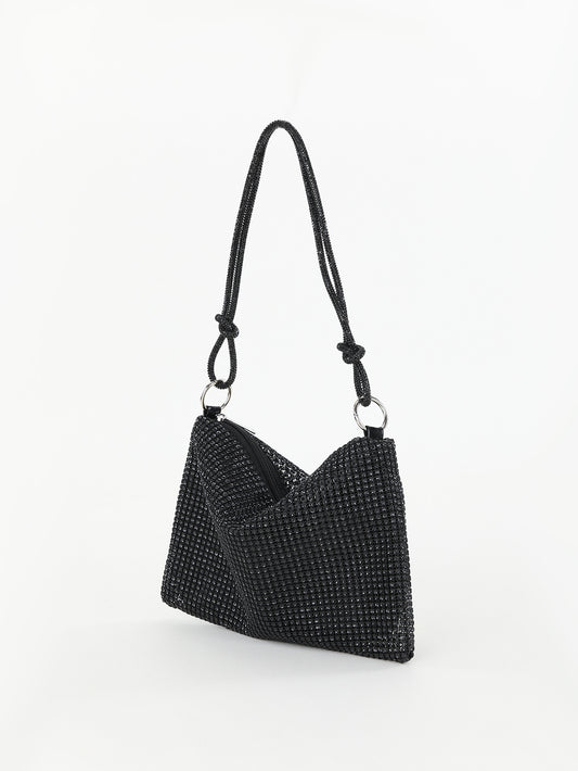 Rhinestone Knotted Underarm Crescent Bag