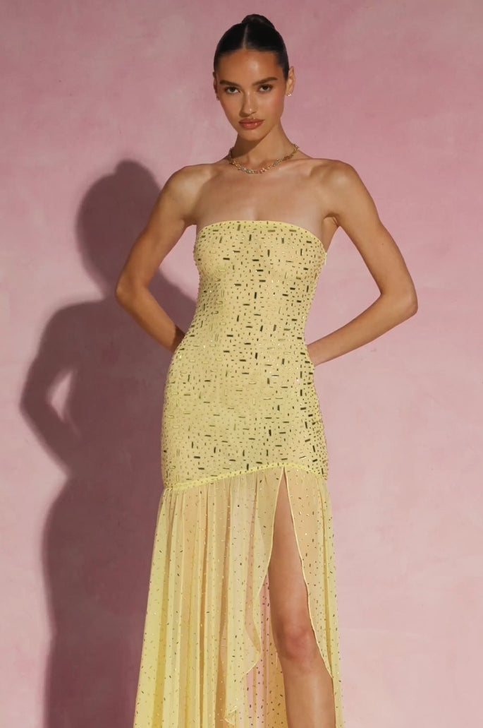 Embellished Asymmetric Maxi Dress