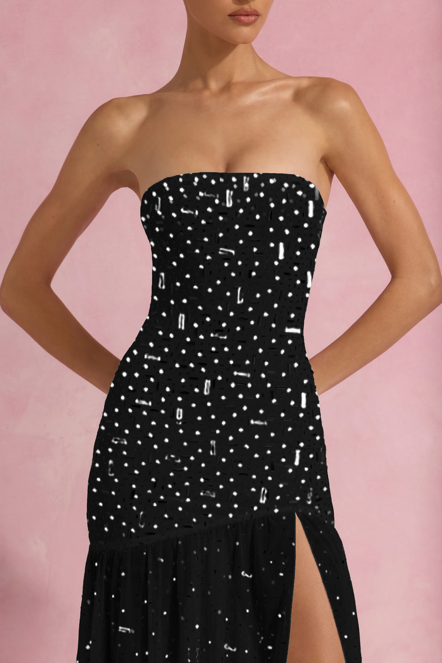 Embellished Asymmetric Maxi Dress