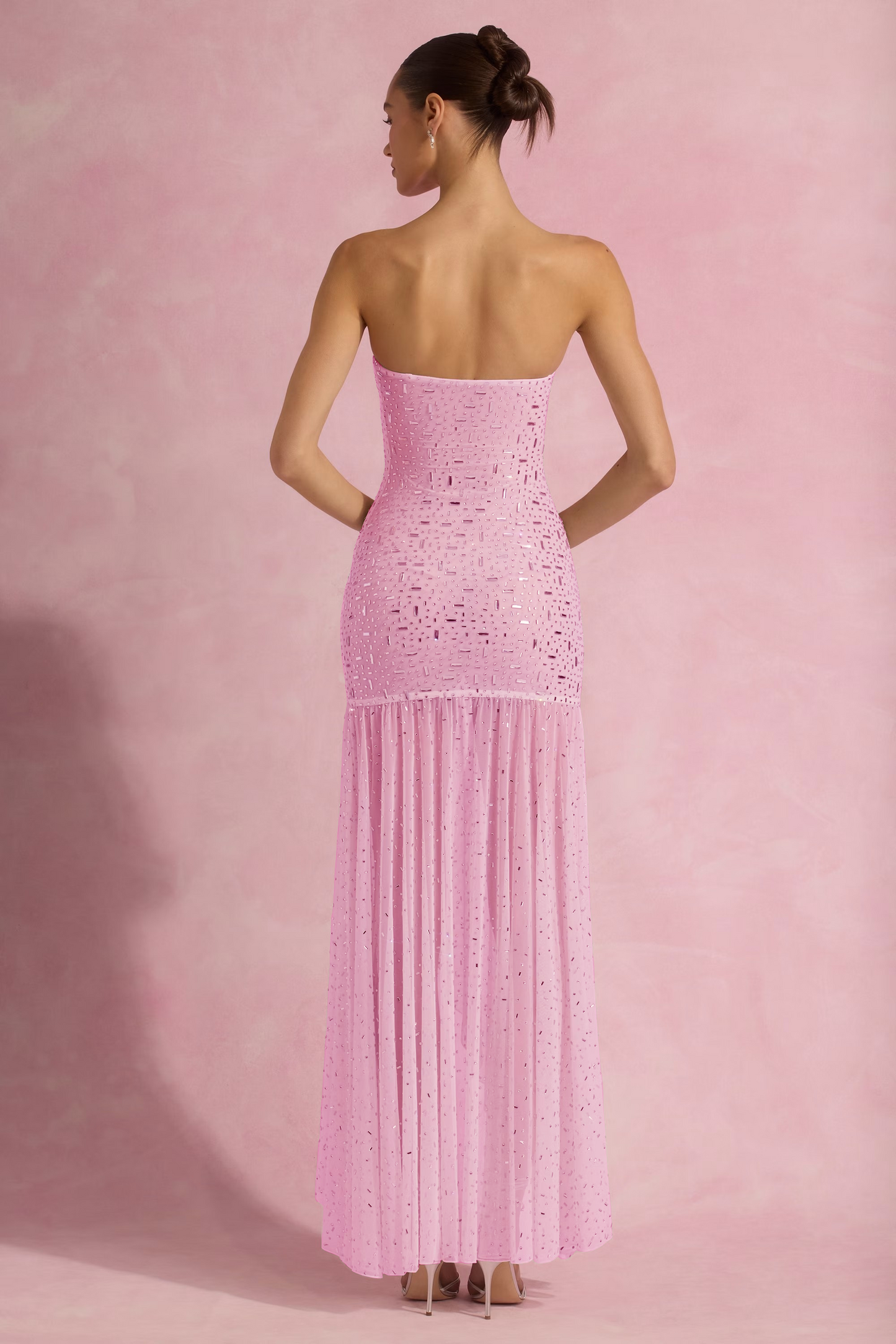 Embellished Asymmetric Maxi Dress