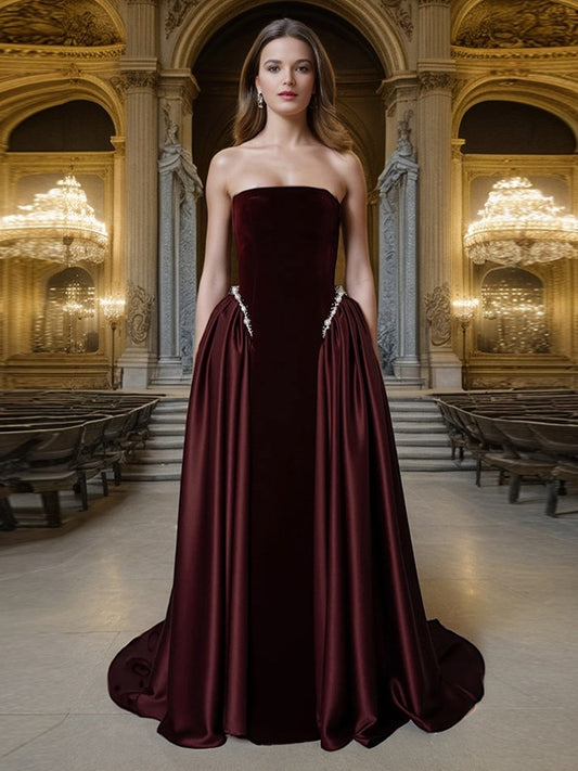 Glamour Unveiled Velvet and Pearls Embroidered Dress