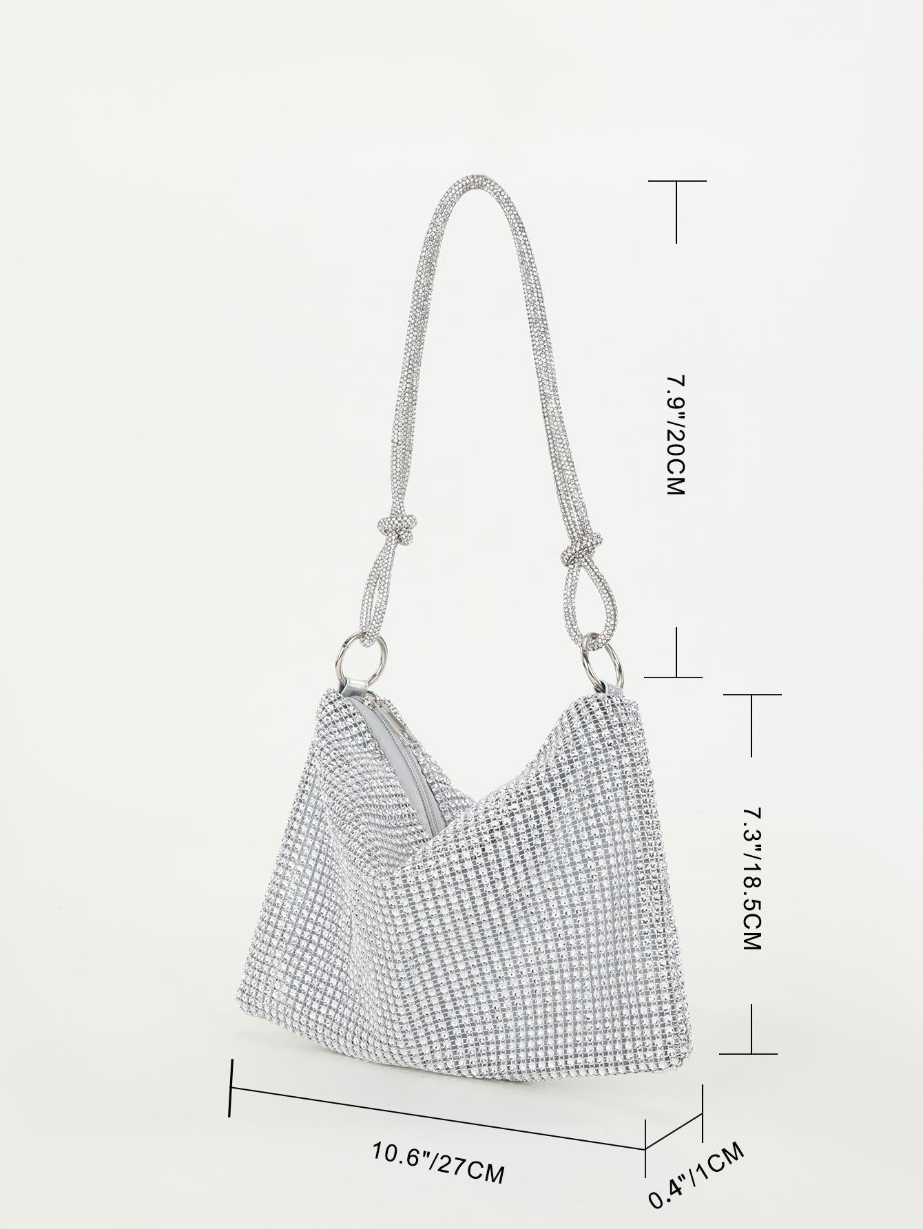 Rhinestone Knotted Underarm Crescent Bag