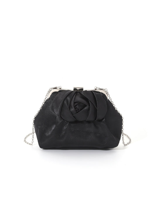 Satin Silk Dimensional Rose Tote Bag