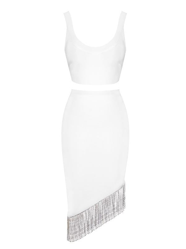 Undershirt Fringe Bandage Skirt Two Piece Dresses