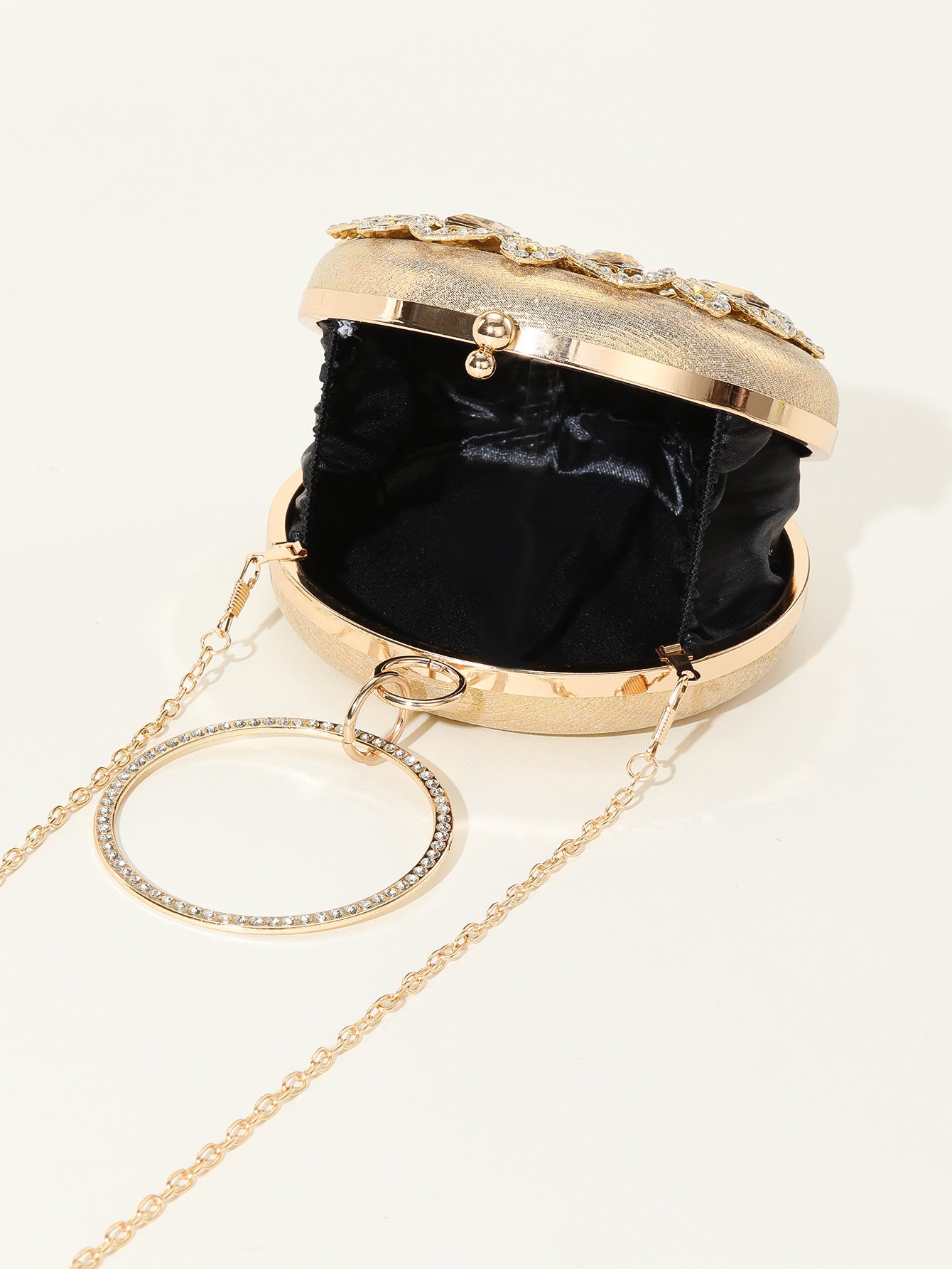 Rhinestone Studded Pancake Tote Bag