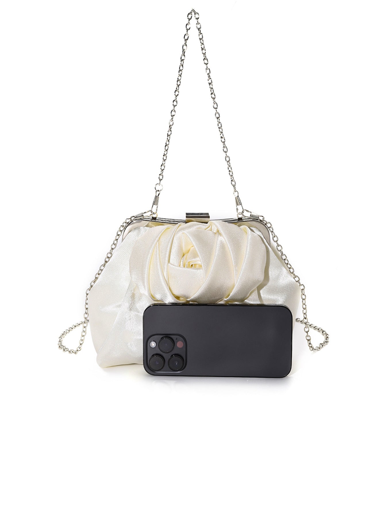 Satin Silk Dimensional Rose Tote Bag