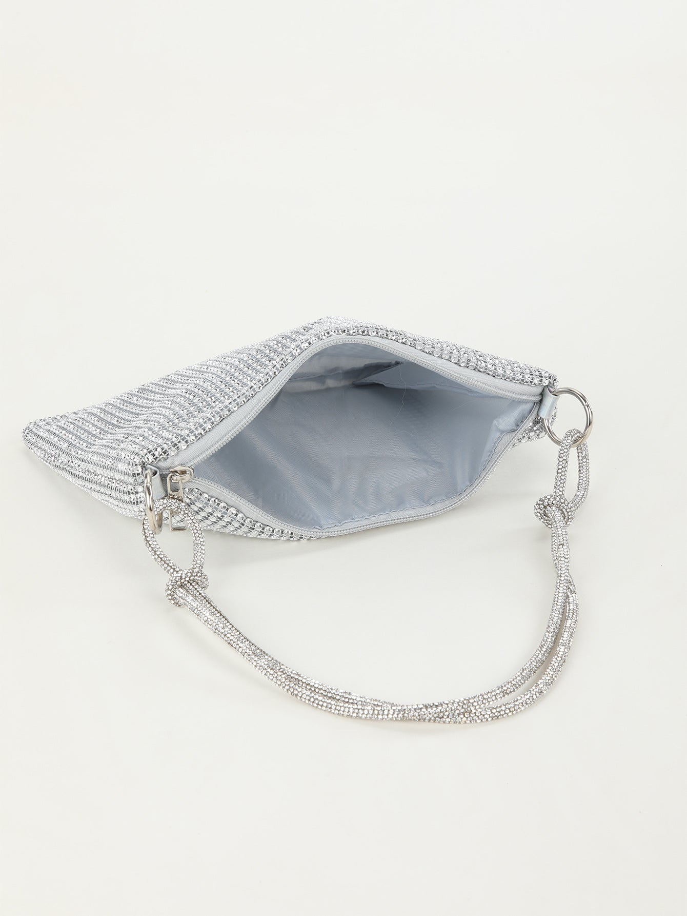 Rhinestone Knotted Underarm Crescent Bag