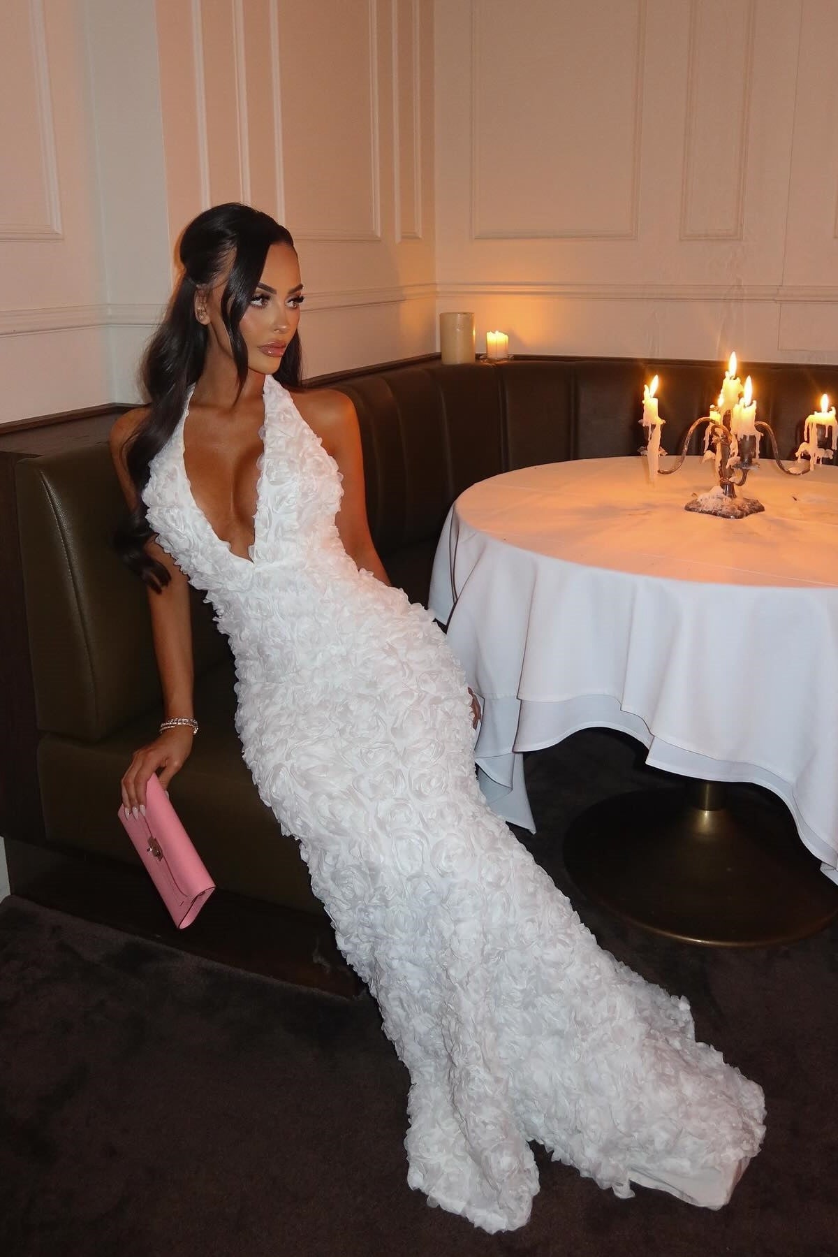 3D Rose Halter Maxi Dress