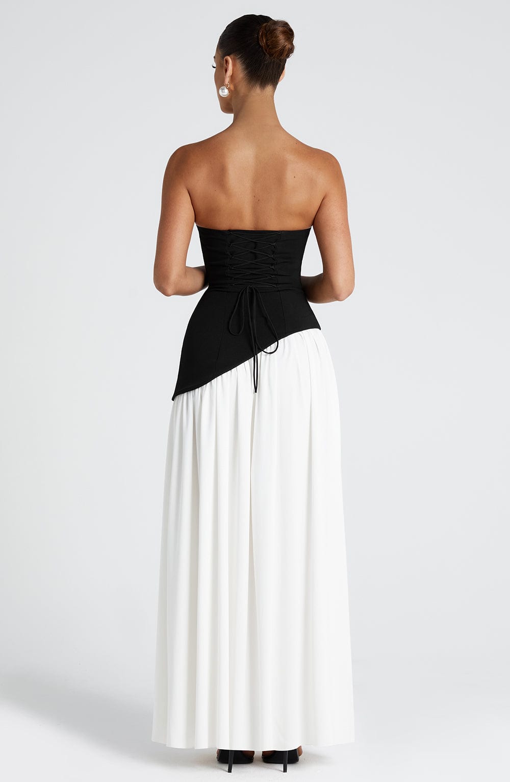 Black & White Strapless Maxi Dress