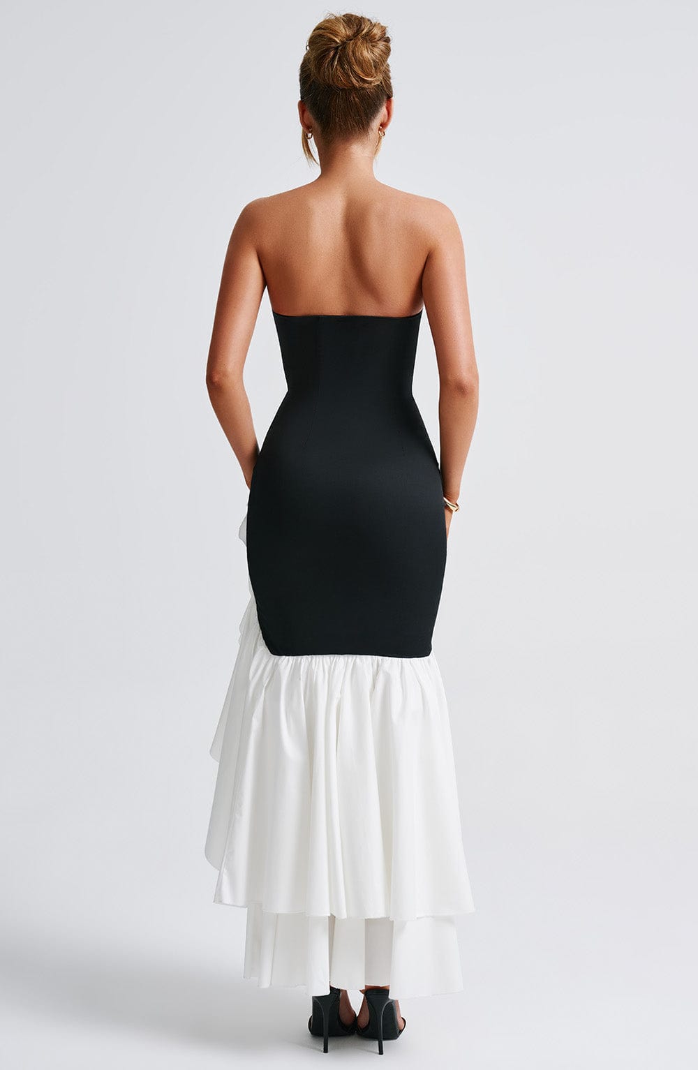 Strapless Frilled Hem Maxi Dress