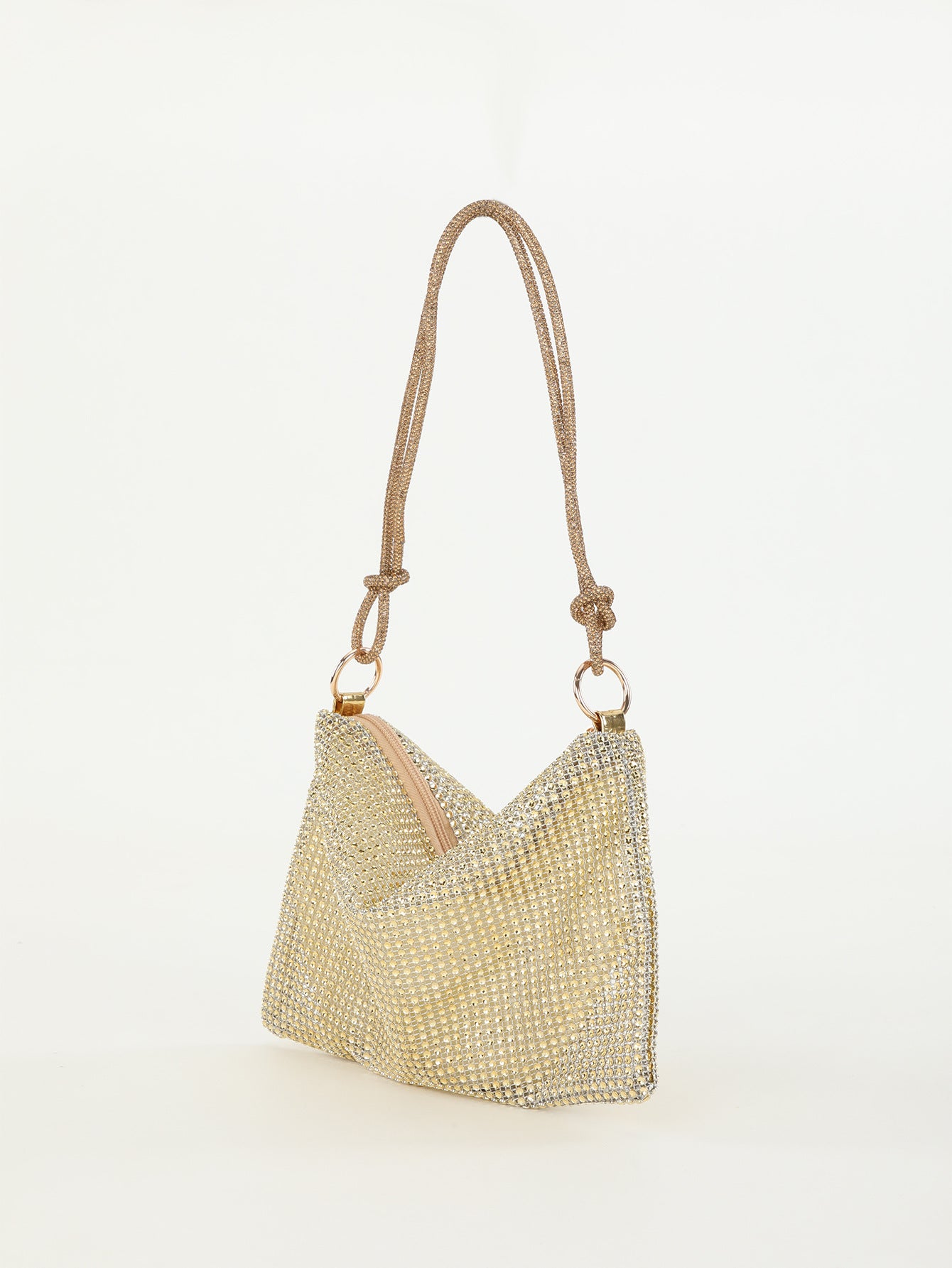 Rhinestone Knotted Underarm Crescent Bag