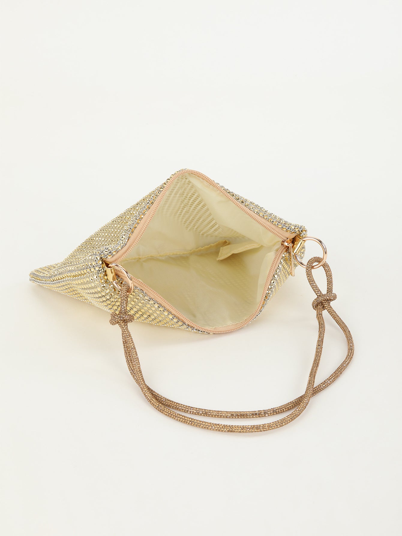 Rhinestone Knotted Underarm Crescent Bag