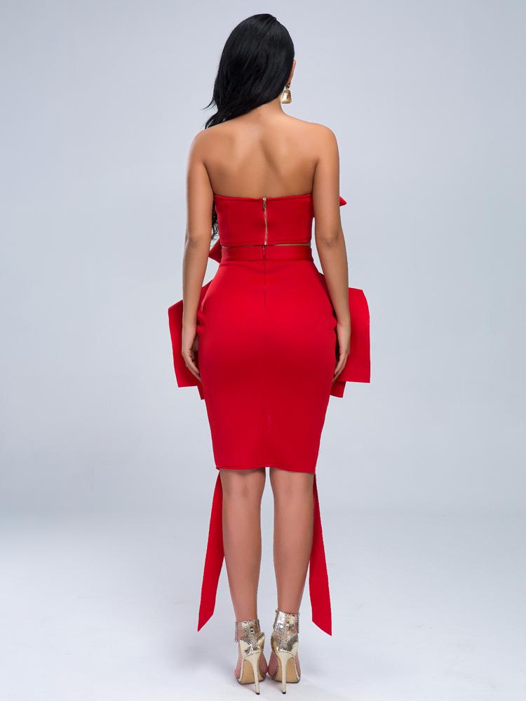Bandeau Wrap Irregular Skirt Set