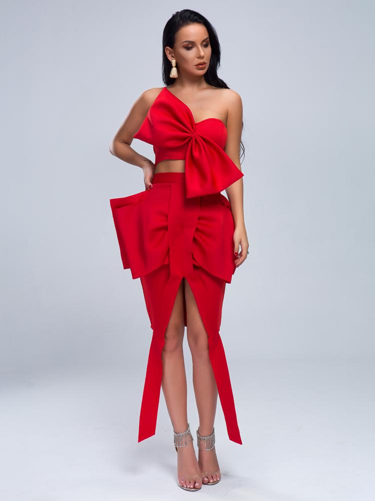 Bandeau Wrap Irregular Skirt Set