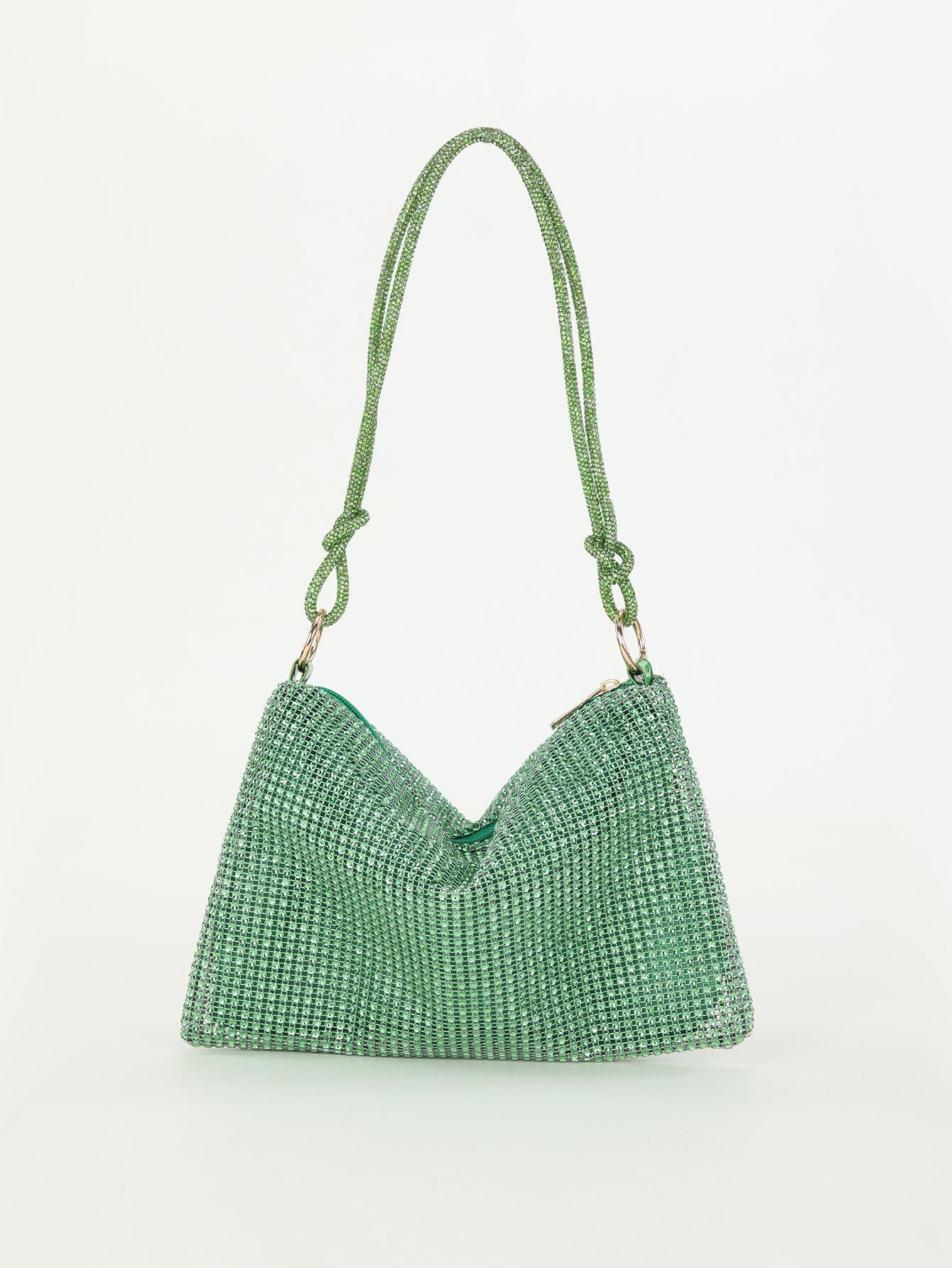 Rhinestone Knotted Underarm Crescent Bag