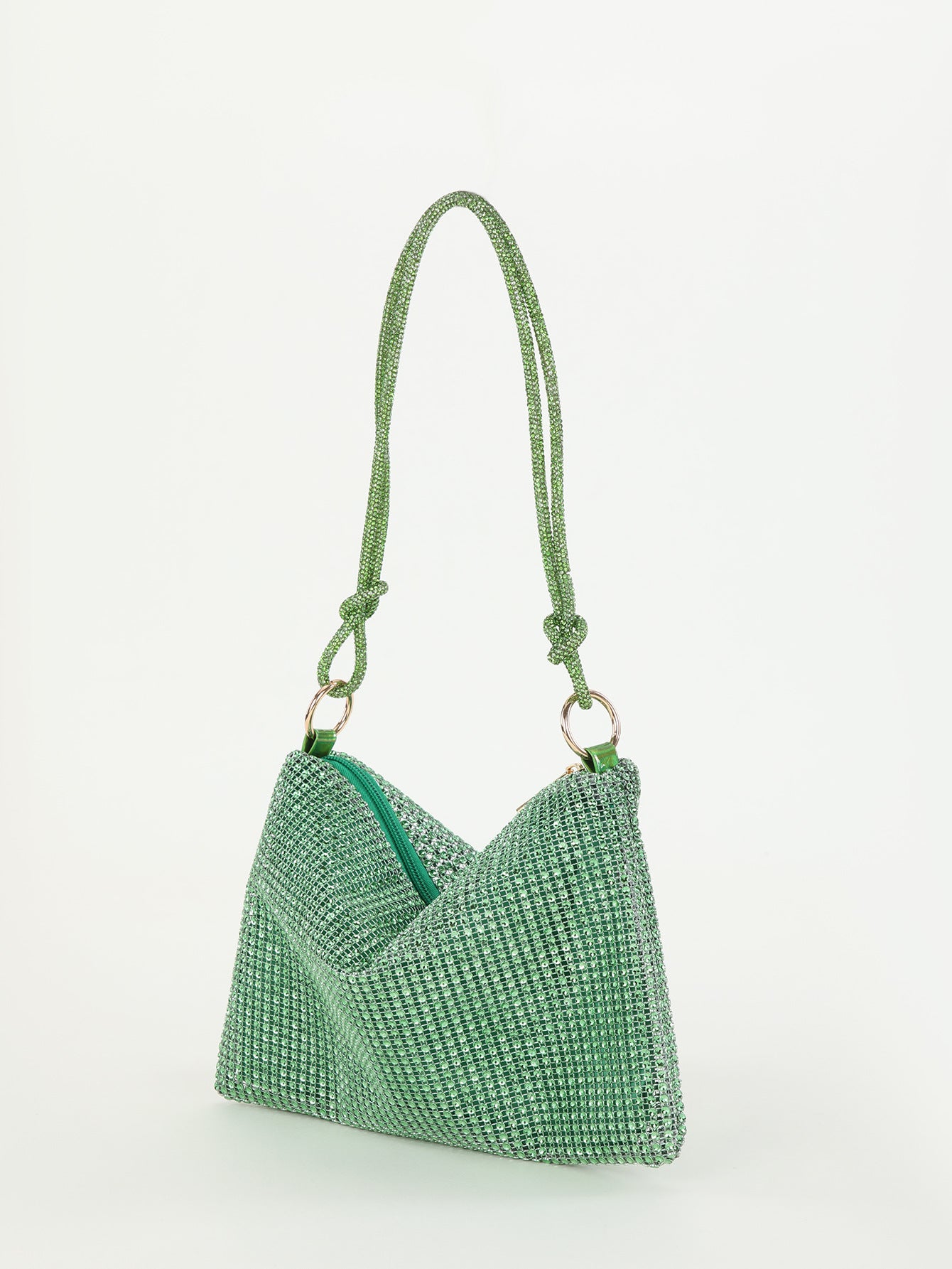 Rhinestone Knotted Underarm Crescent Bag