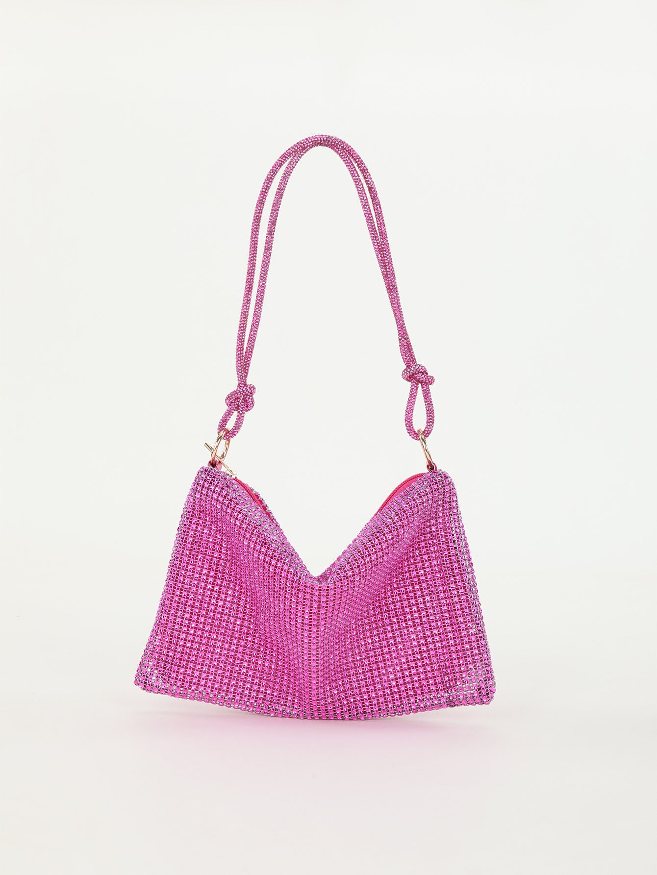 Rhinestone Knotted Underarm Crescent Bag