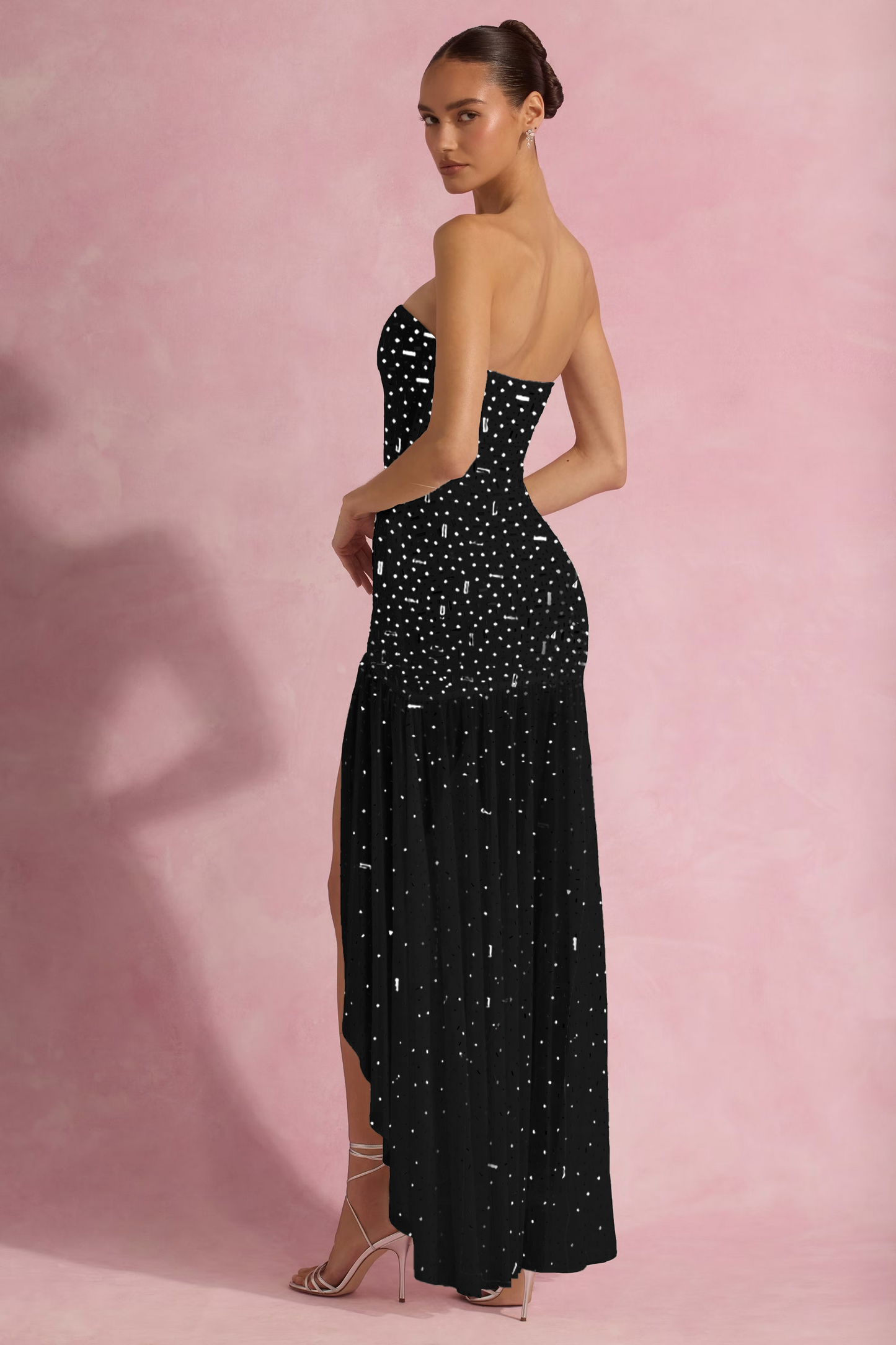 Embellished Asymmetric Maxi Dress