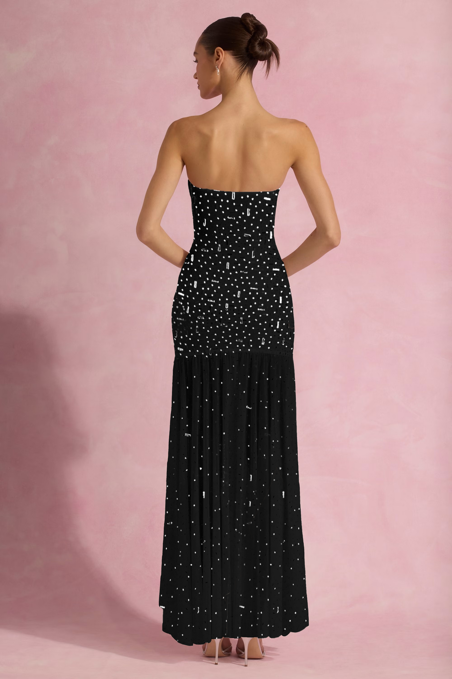 Embellished Asymmetric Maxi Dress
