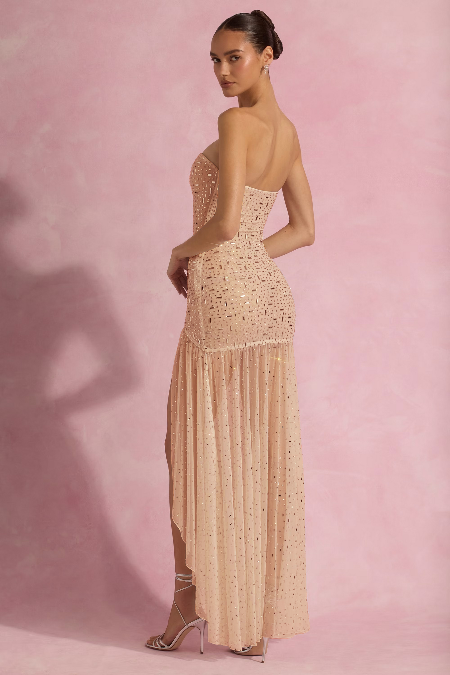 Embellished Asymmetric Maxi Dress