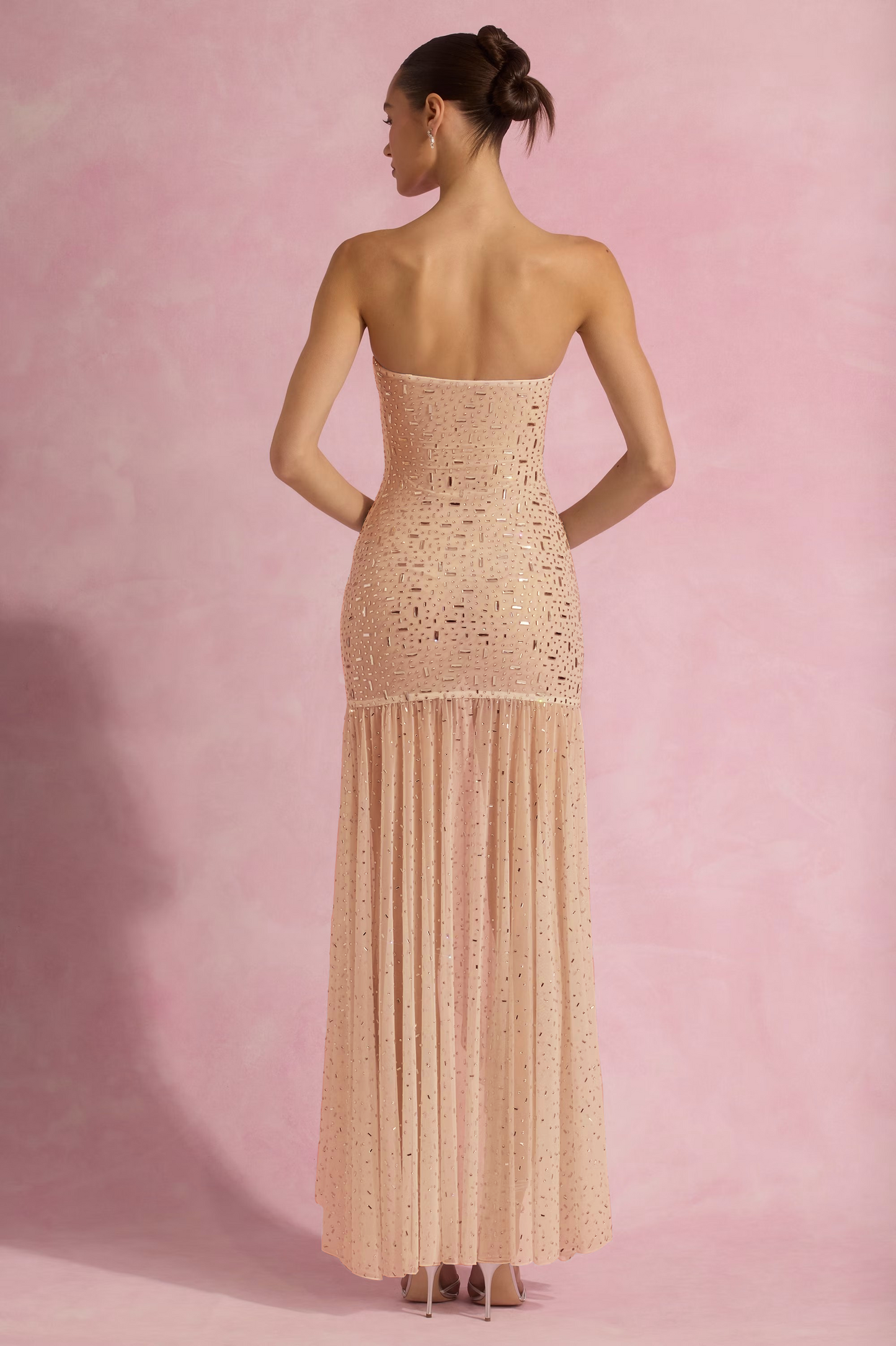 Embellished Asymmetric Maxi Dress