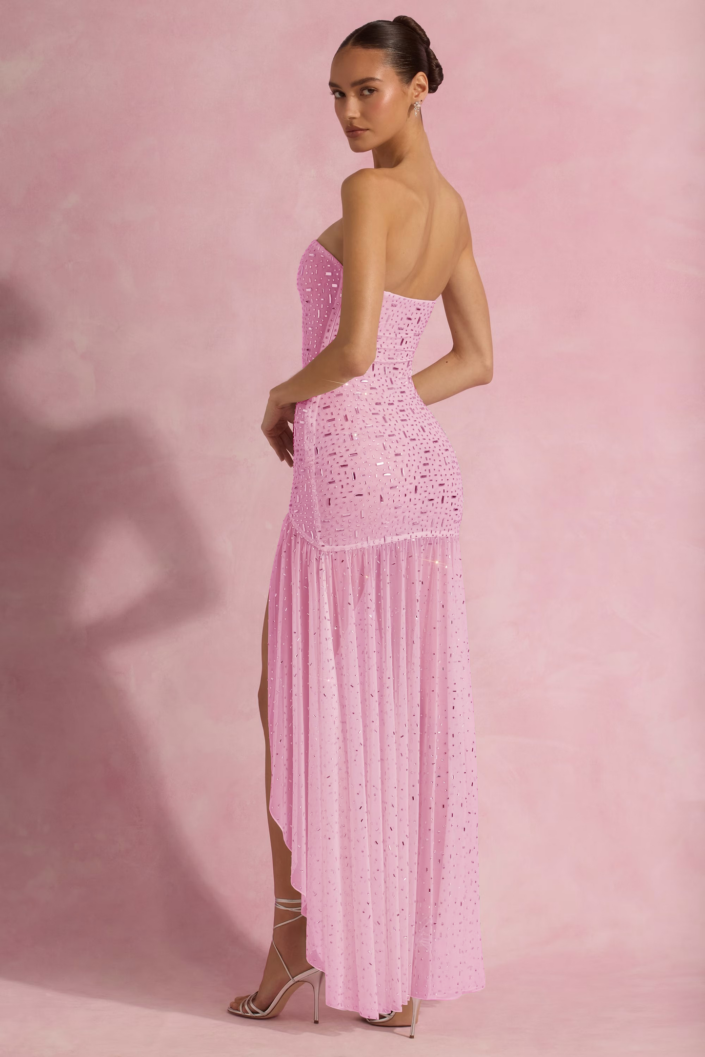 Embellished Asymmetric Maxi Dress