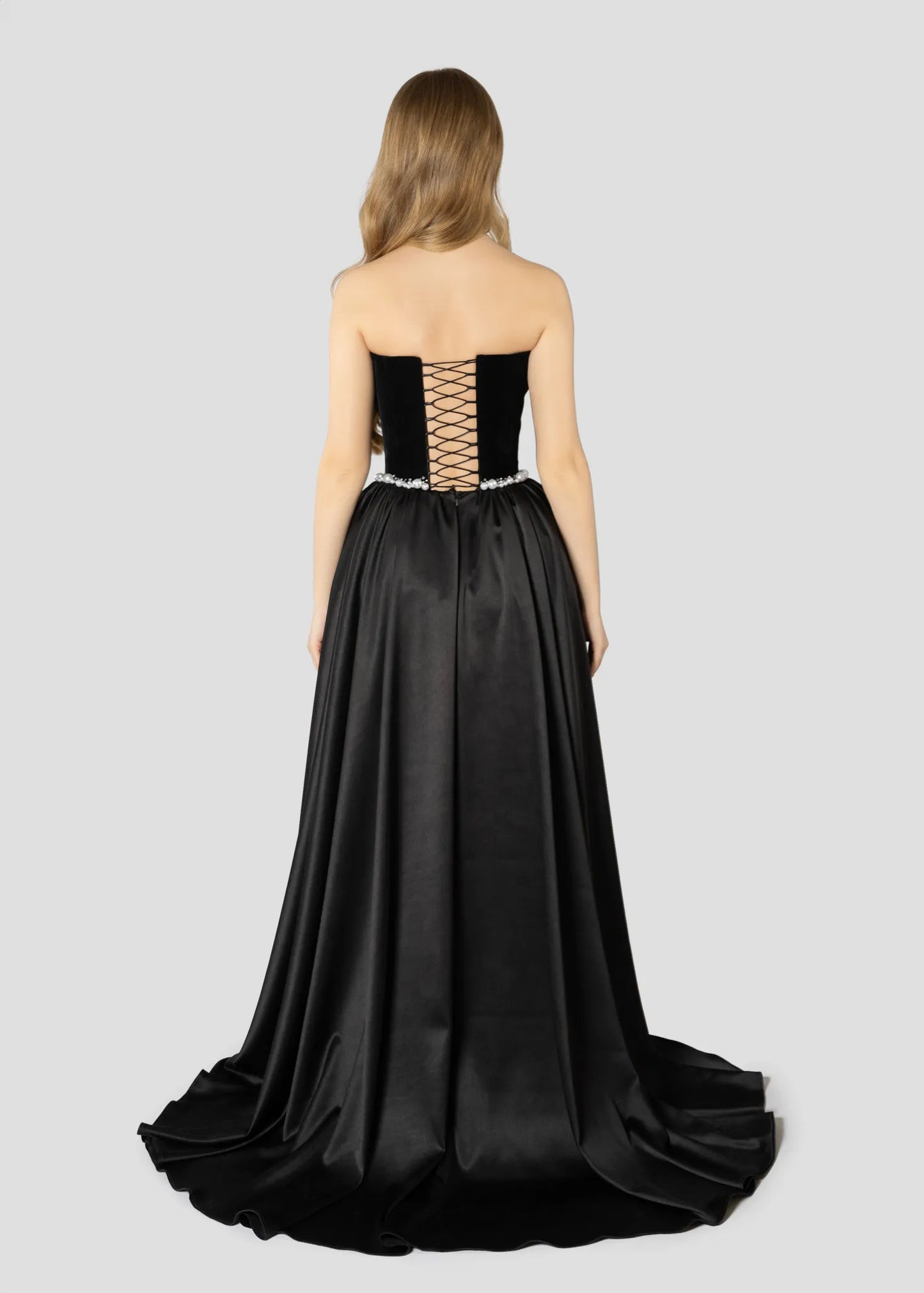 Glamour Unveiled Velvet and Pearls Embroidered Dress