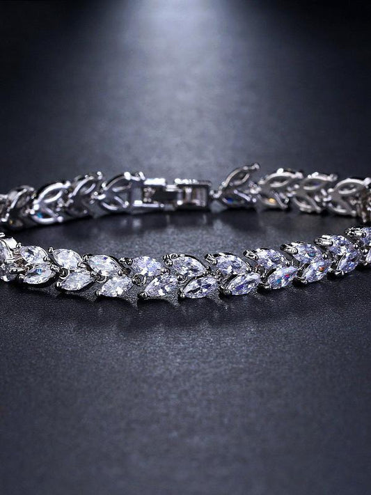 Leaf Bracelet with Diamonds and Zirconia Bracelet