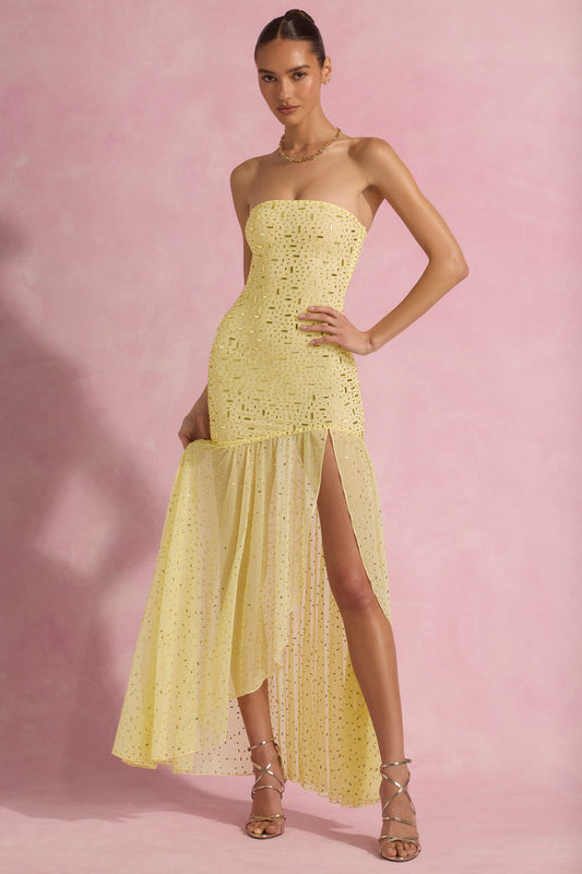 Embellished Asymmetric Maxi Dress